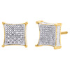 Diamond 3D Kite Shape Earrings Sterling Silver Yellow Finish 10.50mm Stud 1/4 CT