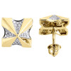 Diamond Earrings 10K Yellow Gold Mens Round Cut Square Studs Screw-Back 0.22 Tcw