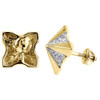 Diamond Earrings 10K Yellow Gold Mens Round Cut Square Studs Screw-Back 0.22 Tcw