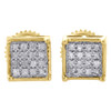 10K Yellow Gold Diamond Pave Studs Mini 6mm 4 Prong Square Earrings 0.10 Ct.