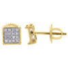 10K Yellow Gold Diamond Pave Studs Mini 6mm 4 Prong Square Earrings 0.10 Ct.