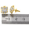 10K Yellow Gold Round Diamond Studs Pave Domed Square 10.50mm Earrings 0.22 Ct.