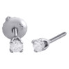 14K White Gold Solitaire Round Diamond Studs 2.75mm Screw Back Earrings 0.17 Ct.