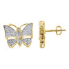 10K Yellow Gold Ladies Diamond Butterfly Shape Studs 14MM Pave Earring 0.41 Ct.