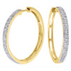 Round Diamond Hoops Earrings Ladies 10K Yellow Gold Pave Design Huggies 0.36 Tcw