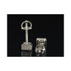 Diamond Cube Earrings 10K White Gold Round Cut Pave 3D Square Studs 0.40 Tcw.