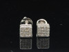 Diamond Cube Earrings 10K White Gold Round Cut Pave 3D Square Studs 0.40 Tcw.