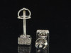 Diamond Cube Earrings 10K White Gold Round Cut Pave 3D Square Studs 0.40 Tcw.