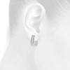 10K White Gold Baguette Diamond Huggie Ladies Oval Hoop Earrings 0.75" 1 CT.