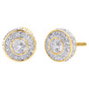 10K Yellow Gold Diamond Dome 3D Circle Shape 8.50mm Earrings Pave Studs 1/3 CT.