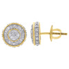 10K Yellow Gold Diamond Dome 3D Circle Shape 8.50mm Earrings Pave Studs 1/3 CT.