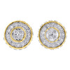 10K Yellow Gold Diamond Dome 3D Circle Shape 8.50mm Earrings Pave Studs 1/3 CT.