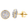 10K Yellow Gold Diamond Dome 3D Circle Shape 8.50mm Earrings Pave Studs 1/3 CT.