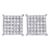 10K White Gold Diamond Stud Pave Set 9.90mm 4 Prong Square Earrings 0.50 Ct.