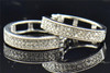 Ladies 10K White Gold Round Cut 2 Row Diamond Hoops Huggies Earrings .20 Ct.