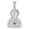 10K White Gold Diamond Pendant Sacred Heart of Jesus Created Ruby Charm 0.85 Ct.
