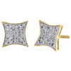 10K Yellow Gold Pave Set Real Diamond Kite Studs Small 9.30mm Earrings 0.20 Ct.