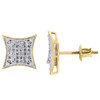 10K Yellow Gold Pave Set Real Diamond Kite Studs Small 9.30mm Earrings 0.20 Ct.