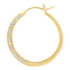 10K Yellow Gold Ladies Round Diamond Hoops Hinged Earrings 0.95" Long 0.17 Ct.