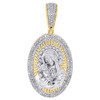 10-karätiger Gelbgold-Diamant-Anhänger „Mutter Maria und Jesuskind“, ovaler Pavé-Charm, 0,35 ct