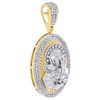 10K Yellow Gold Diamond Mother Mary & Baby Jesus Pendant Oval Pave Charm 0.35 Ct