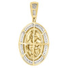 10K Yellow Gold Diamond Mother Mary & Baby Jesus Pendant Oval Pave Charm 0.35 Ct