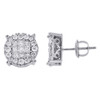 14K White Gold Princess Diamond Soleil Collection Circle Stud Earrings 1 Ct.