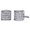 .925 Sterling Silver Diamond Studs Mini 6.30mm Square 4 Prong Earrings 0.10 Ct.