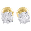 10K Yellow Gold Round Diamond Solitaire Look Flower Cluster Stud Earrings 1/2 Ct