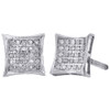 .925 Sterling Silver Real Diamond Pave Studs 8.30mm Mini Kite Earrings 0.17 Ct.