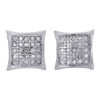 .925 Sterling Silver Real Diamond Pave Studs 8.30mm Mini Kite Earrings 0.17 Ct.