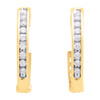 10k Yellow Gold Genuine Diamond One Row Channel Set Huggie Hoop Earrings 1/4 CT.