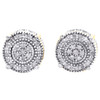 10K Yellow Gold Round Cut Diamond 3D Circle 4 Prong Pave Studs Earrings 0.75 CT.