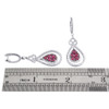 Red Ruby & Diamond Dangle Earrings 14K White Gold Teardrop Design 2.62 Tcw.