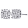 14K Mens Ladies White Gold Round & Princess Cut Diamond Earrings Stud 6mm 1/4 ct