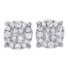 14K Mens Ladies White Gold Round & Princess Cut Diamond Earrings Stud 6mm 1/4 ct