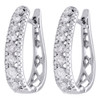 10K White Gold Genuine Diamond Huggies Ladies Oval Hoop Earrings 0.80" 1 CT.