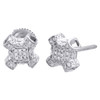 10K White Gold Diamond Criss Cross 3D Square Frame Earrings Pave Studs 1/4 CT.