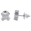 10K White Gold Diamond Criss Cross 3D Square Frame Earrings Pave Studs 1/4 CT.