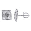 Diamond Square Studs 10K White Gold Round Cut Pave Fashion Earrings 0.21 Tcw.