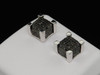 Black Diamond 3D Cube Studs 10K White Gold Round Pave Square Earrings 3/4 Tcw.