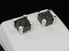 Black Diamond 3D Cube Studs 10K White Gold Round Pave Square Earrings 3/4 Tcw.