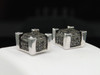 Black Diamond 3D Cube Studs 10K White Gold Round Pave Square Earrings 3/4 Tcw.