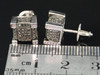 Black Diamond 3D Cube Studs 10K White Gold Round Pave Square Earrings 3/4 Tcw.