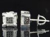 MENS LADIES ICE CUBE BLOCK WG .4C DIAMOND STUD EARRINGS