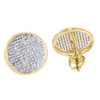 Diamond Circle Earrings 10K Yellow Gold Round Cut Designer Studs 0.60 Tcw.