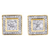 10K Yellow Gold Real Diamond Studs Square-Shape Halo 8.75mm Kite Earring 0.44 CT