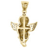 10K Yellow Gold Diamond Angel Pendant Flying Wing Praying Hand Mini Charm 1/4 CT