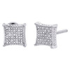 Diamond 3D Kite Shape 4-Prong Earrings Sterling Silver 8.25mm Pave Studs 0.15 CT