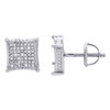 Diamond 3D Kite Shape 4-Prong Earrings Sterling Silver 8.25mm Pave Studs 0.15 CT